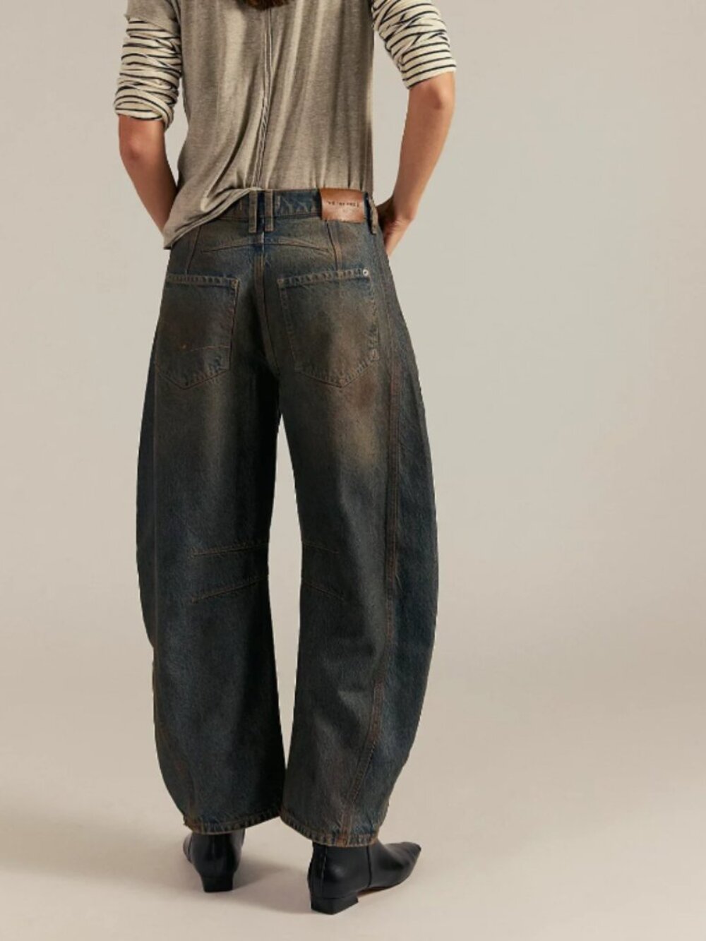🤎NWT Free People Good Luck Mid-Rise Barrel Jeans - Picture 3 of 15